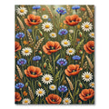 Vibrant Wildflower Meadow Poppy Daisy Field Rug