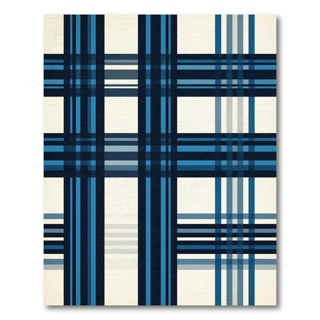 Vivid Blue Plaid Lines Rug