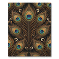 Golden Peacock Feather Art Deco Rug