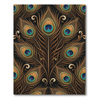 Golden Peacock Feather Art Deco Rug