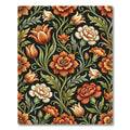 Vibrant Orange Floral Scrollwork Rug