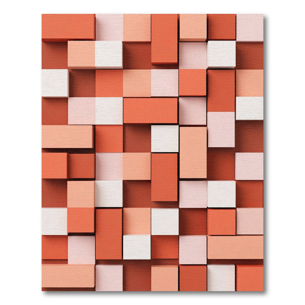 Terracotta Pink Layered Cubes Rug