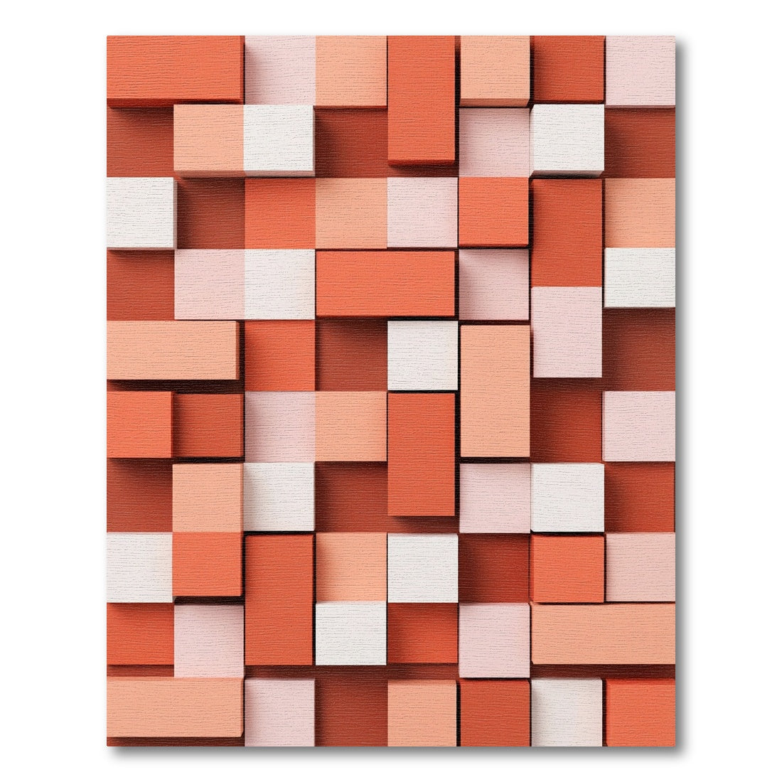 Terracotta Pink Layered Cubes Rug