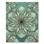 Luminous Teal Petal Mandala Rug