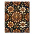 Golden Sunburst Floral Vine Medallion Rug