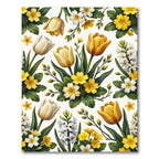 Yellow Tulip and Primrose Meadow Botanical Rug