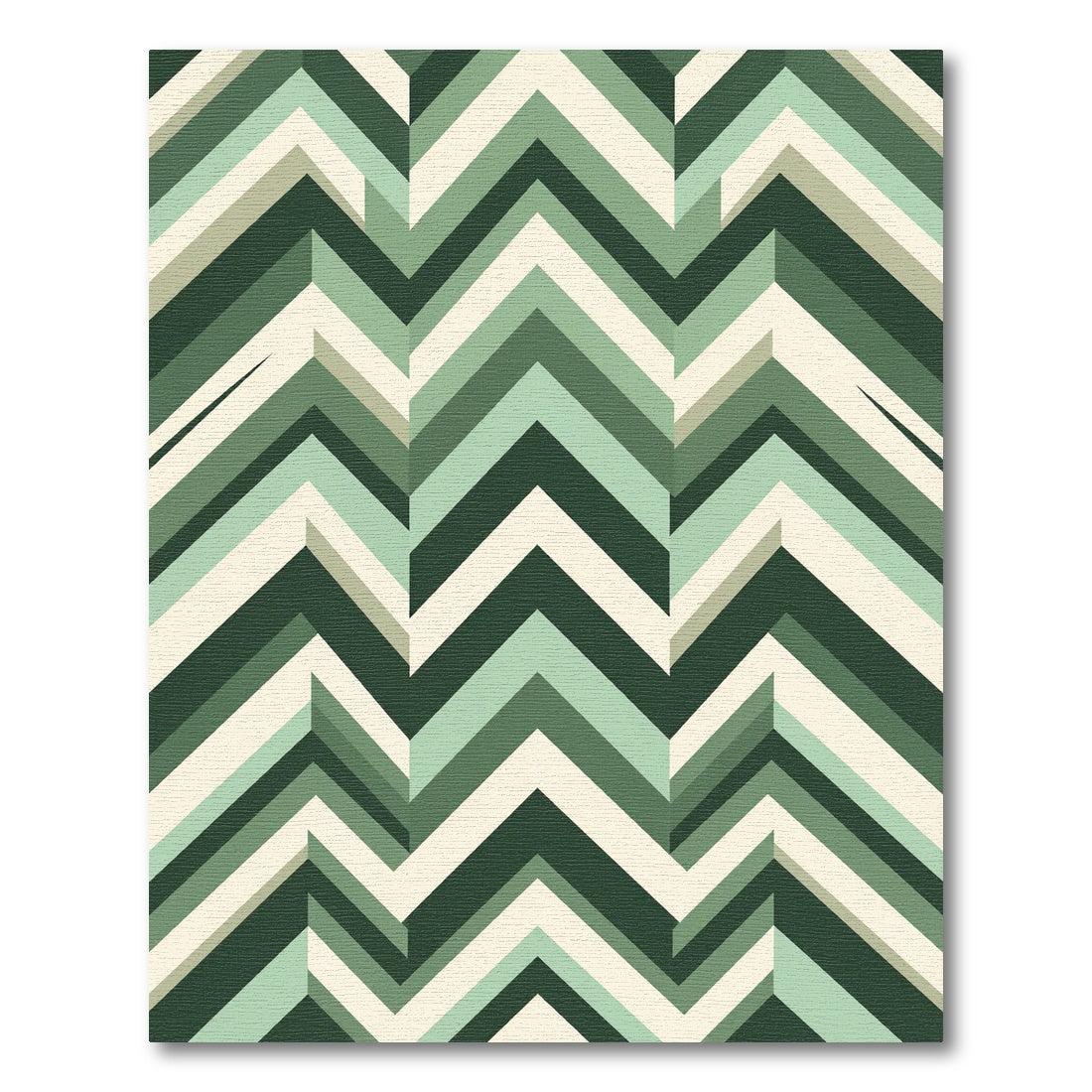 Modern Sage Green Geometric Zigzag Rug