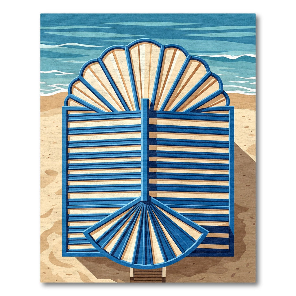 Azure Shell Stripe Geometric Coastal Art Rug