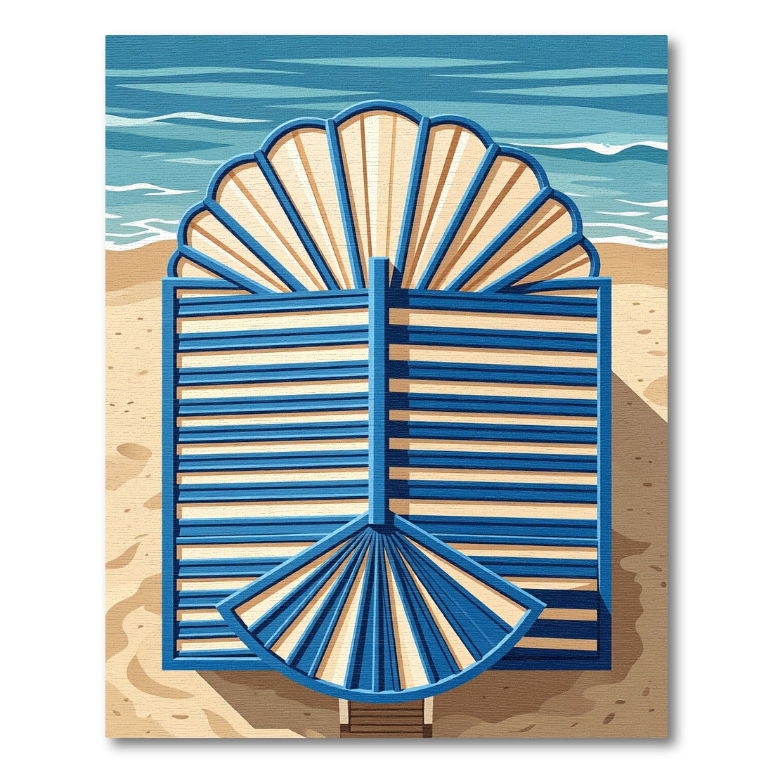 Azure Shell Stripe Geometric Coastal Art Rug