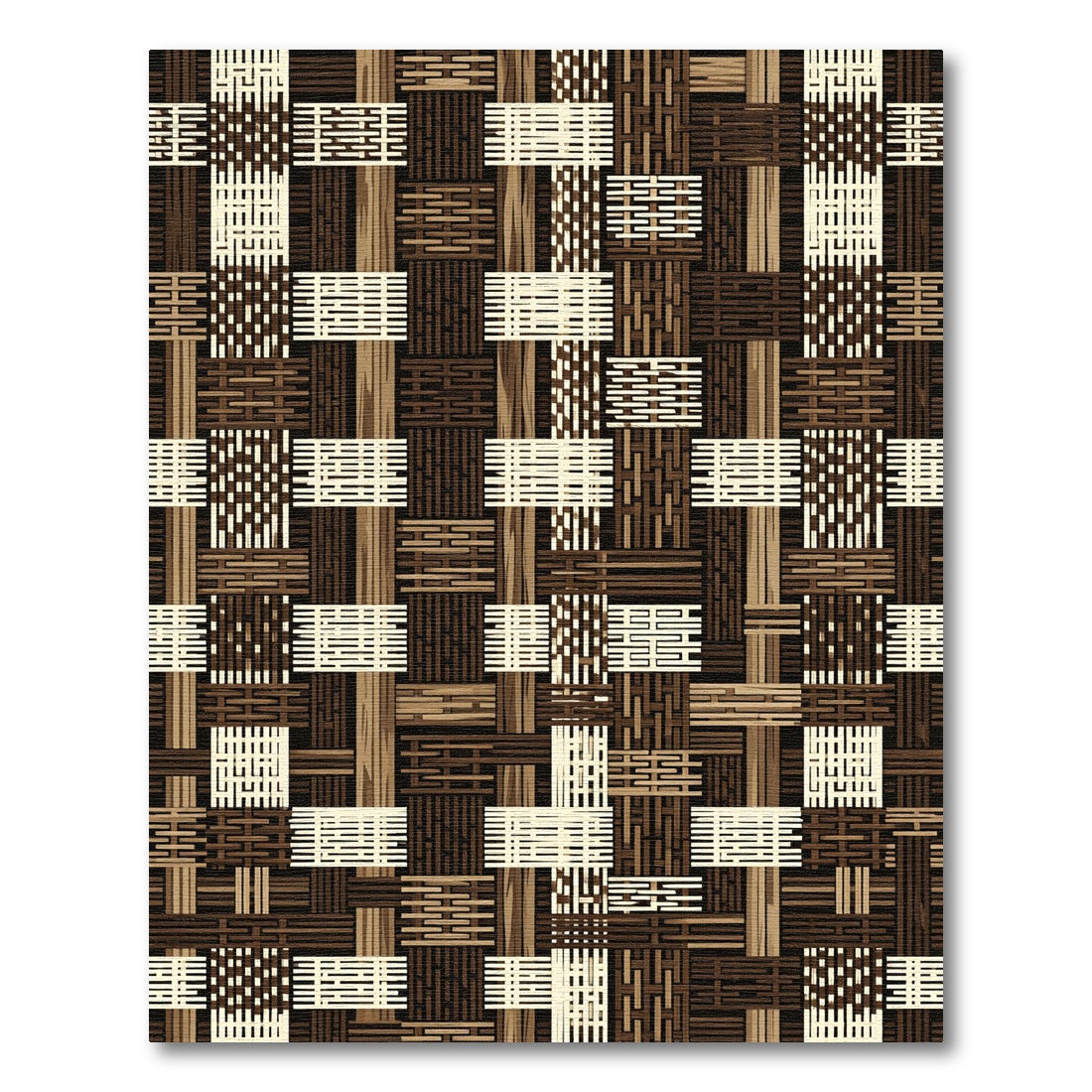 Wood Weave Patchwork Composition Rug