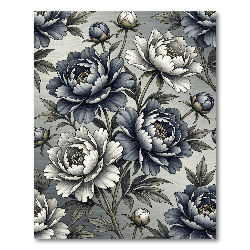 Monochromatic Peony Floral Botanical Art Rug