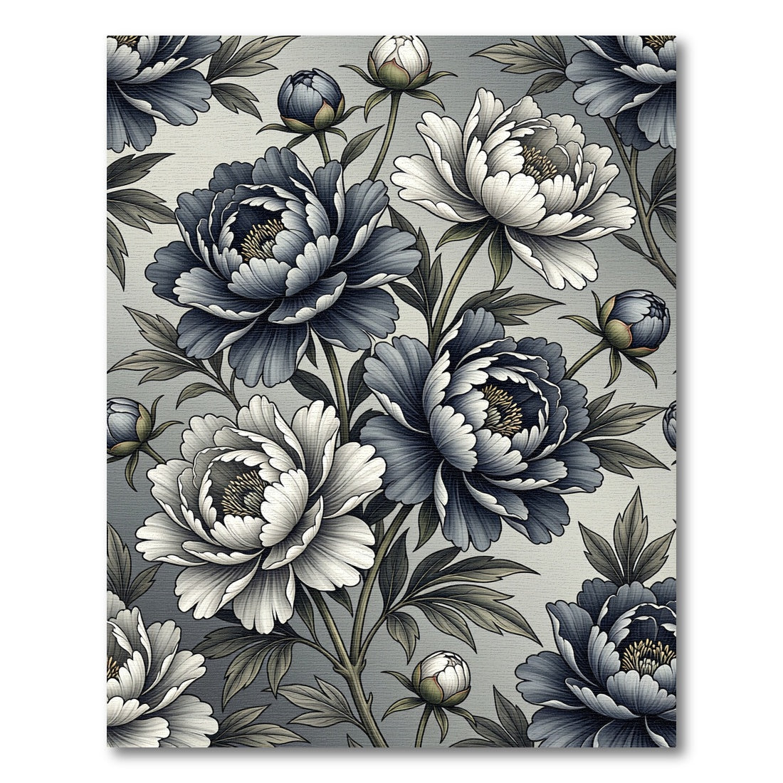 Monochromatic Peony Floral Botanical Art Rug