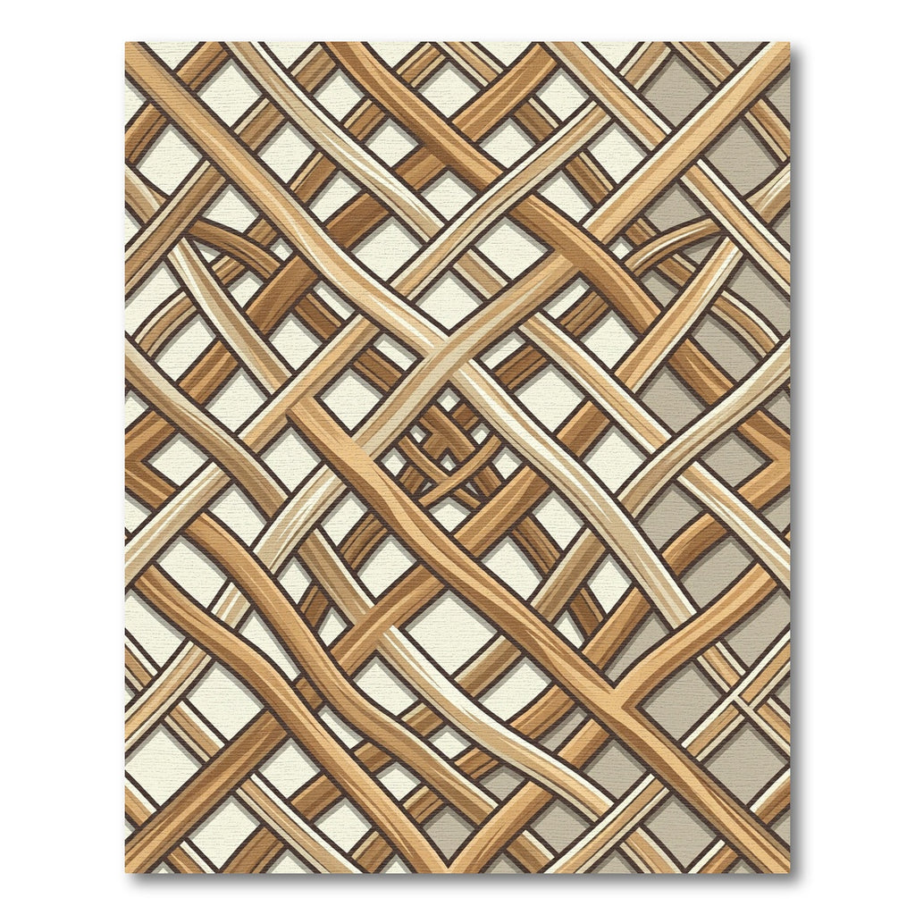 Woven Light Brown Interlocking Lattice Rug