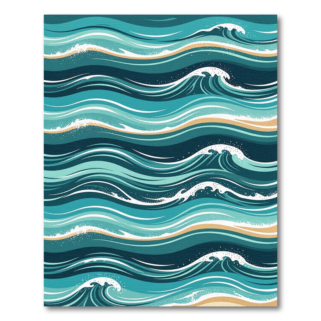 Teal Ocean Wave Crest Coastal Art Rug