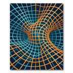Abstract Golden Cyan Geometric Warp Rug