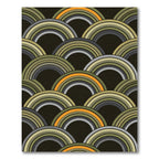 Retro Olive and Golden Arc Medallion Rug