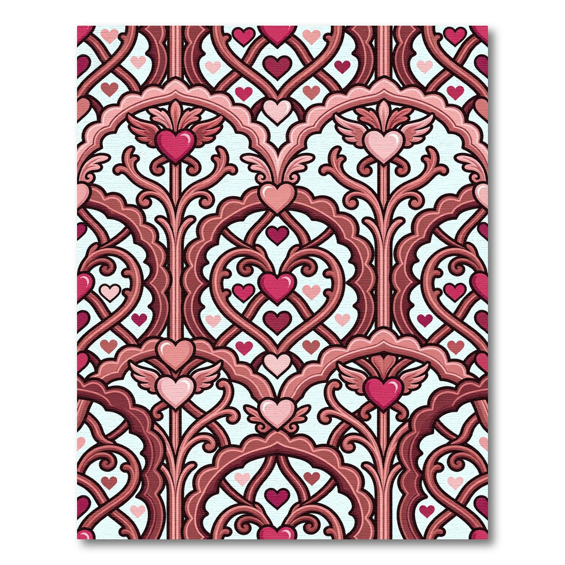 Crimson Heart Arch Scrollwork Rug