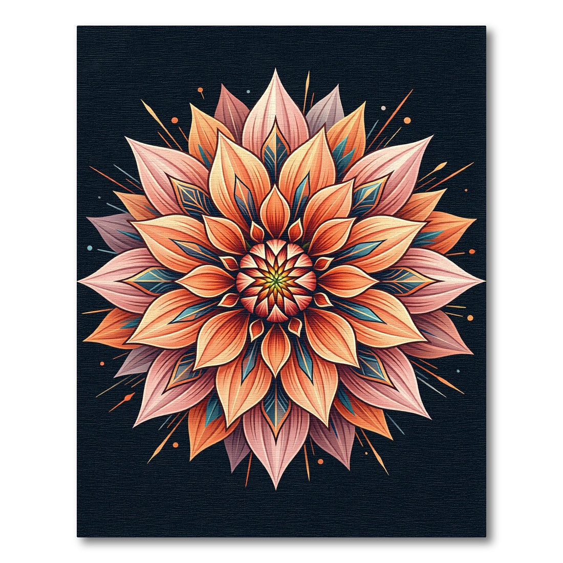 Vibrant Coral Lotus Mandala Radiance Rug