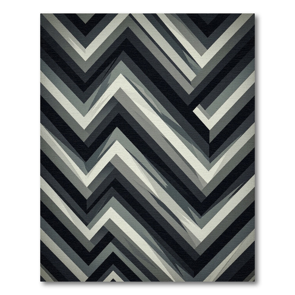 Monochromatic Chevron Geometric Layered Rug