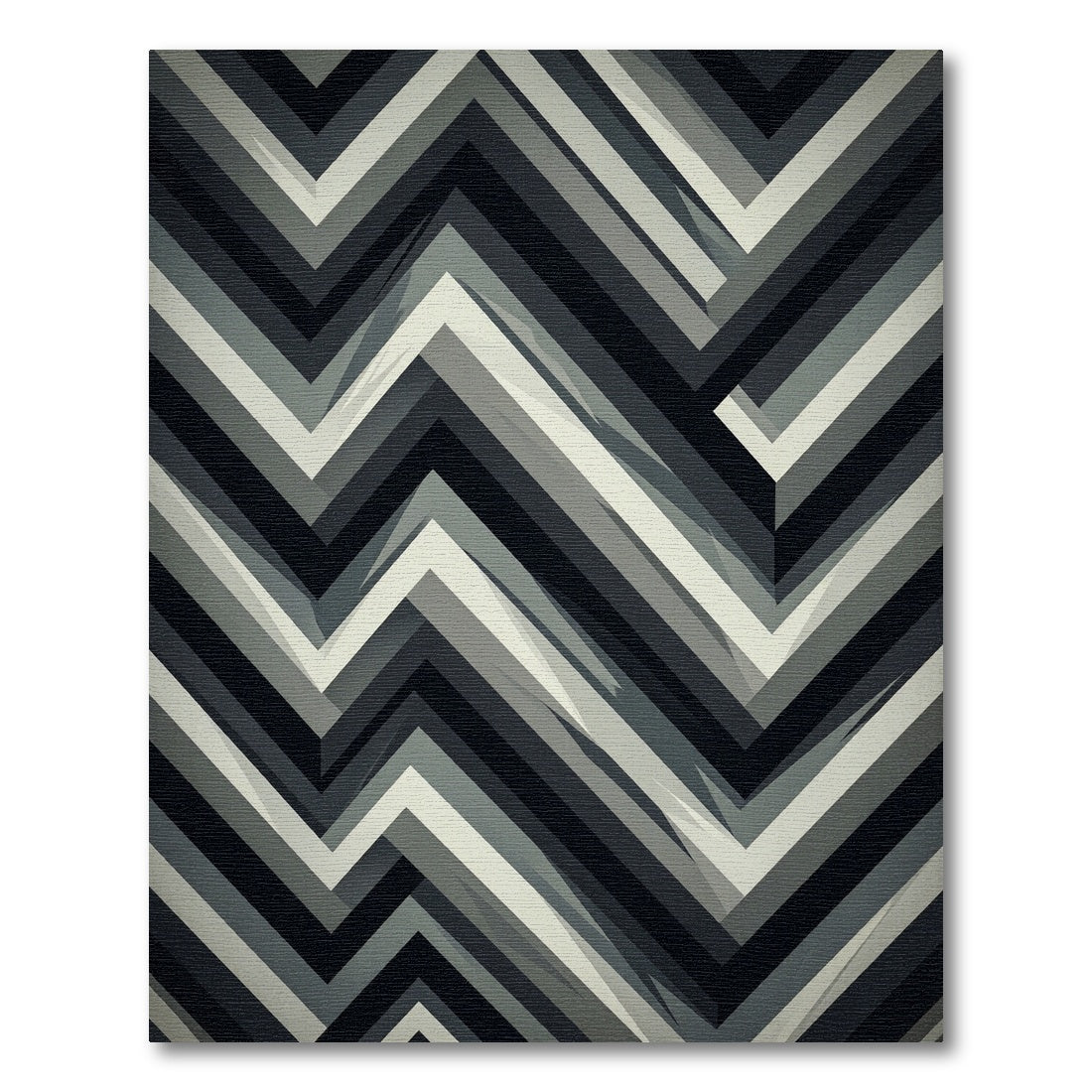 Monochromatic Chevron Geometric Layered Rug