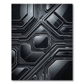Sleek Metallic Monochromatic Cyber Hexagon Rug