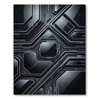 Sleek Metallic Monochromatic Cyber Hexagon Rug