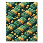 Golden Currency Stack Isometric Art Rug