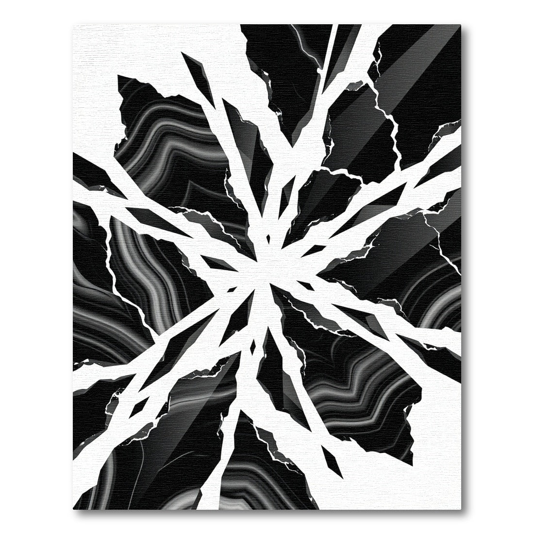 Striking Black White Jagged Lines Rug