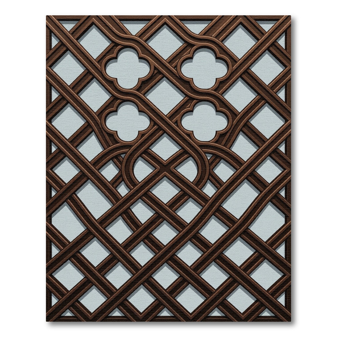 Dark Brown Lattice Quatrefoil Geometric Rug
