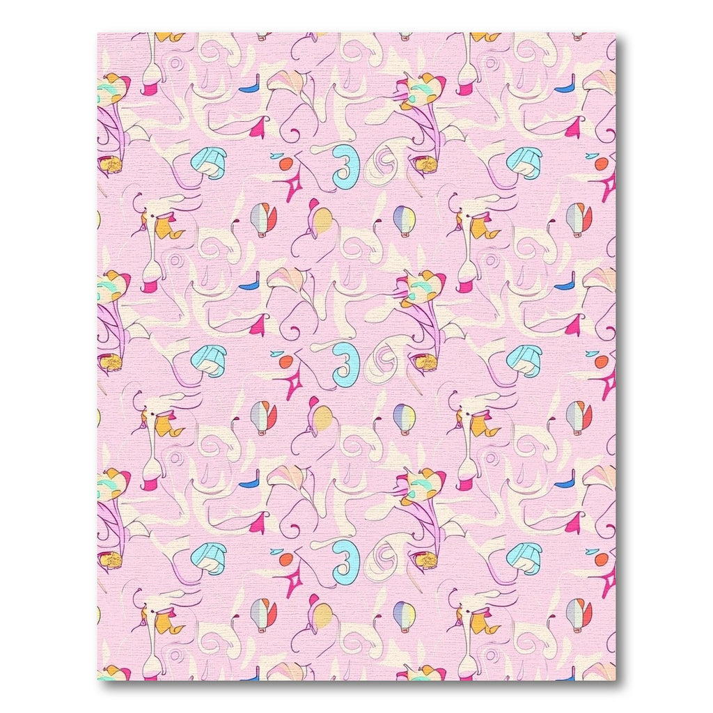 Pink Whimsical Line Art Elements Rug