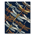 Metallic Golden Dragonfly Navy Art Rug