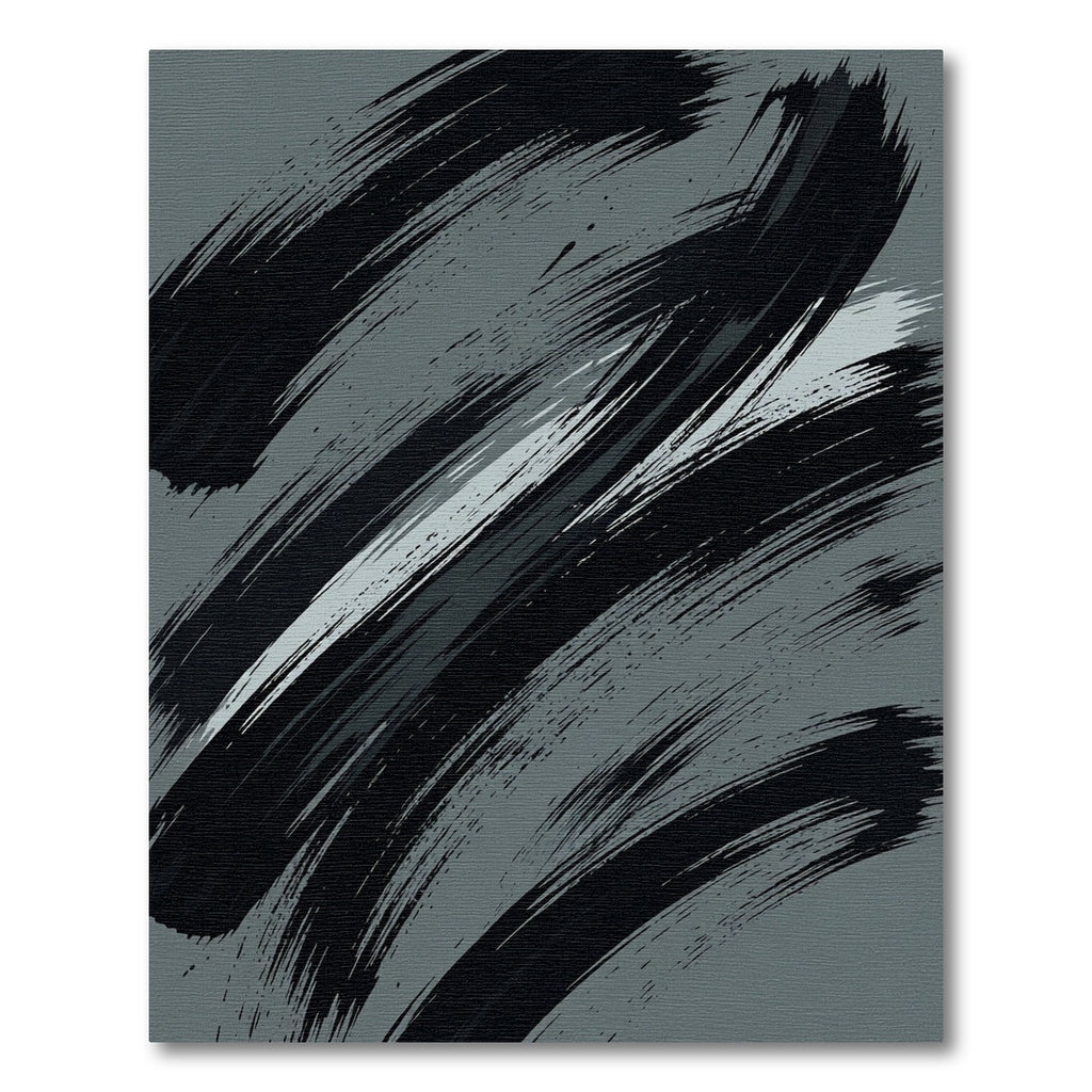 Bold Charcoal Brushstroke Abstract Rug