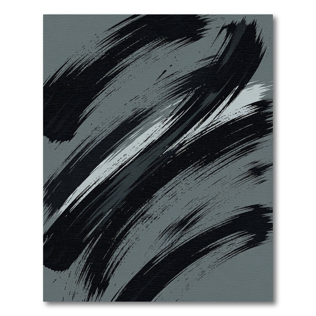 Bold Charcoal Brushstroke Abstract Rug