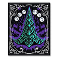 Mystical Emerald Tree Purple Moon Forest Rug