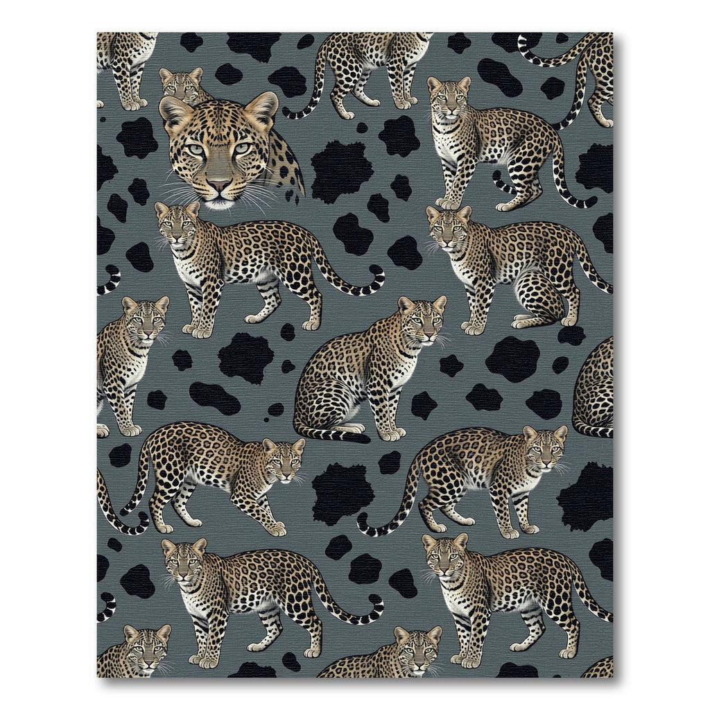 Sophisticated Gray Leopard Spots Jaguar Rug