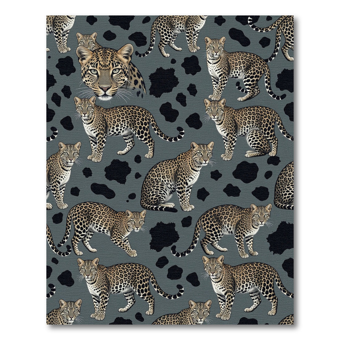 Sophisticated Gray Leopard Spots Jaguar Rug