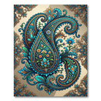 Teal Gold Floral Paisley Swirl Rug
