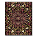 Ornate Crimson Floral Gold Medallion Rug