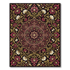 Ornate Crimson Floral Gold Medallion Rug