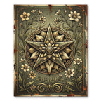 Vintage Gold Floral Star Medallion Rug