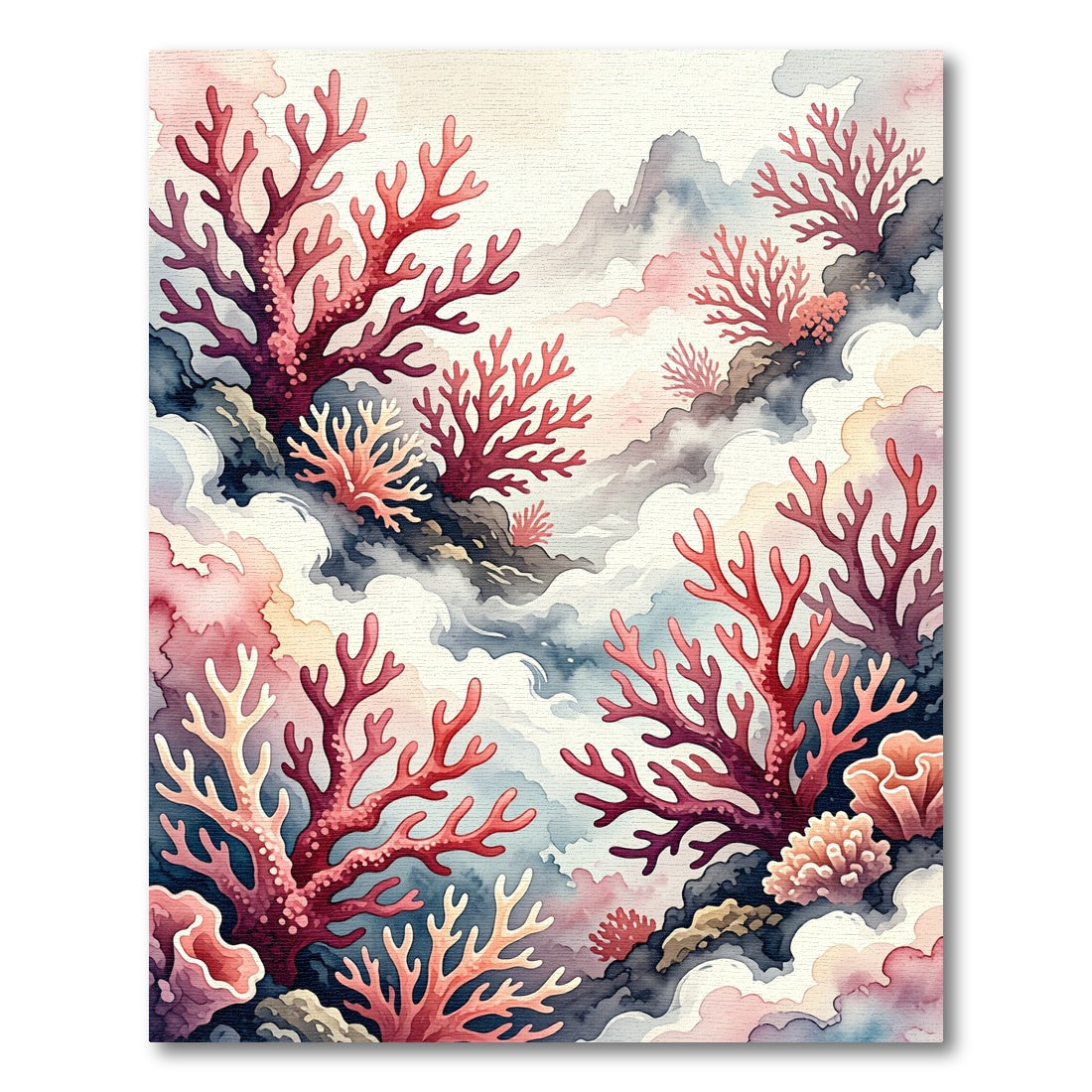 Coral Garden Watercolor Reef Rug