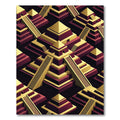 Golden Geometric Pyramid Step Art Rug