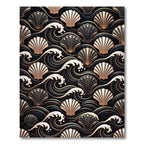 Black Gold Seashell Wave Art Rug