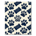 Navy Blue Paw and Treat Illustration Rug