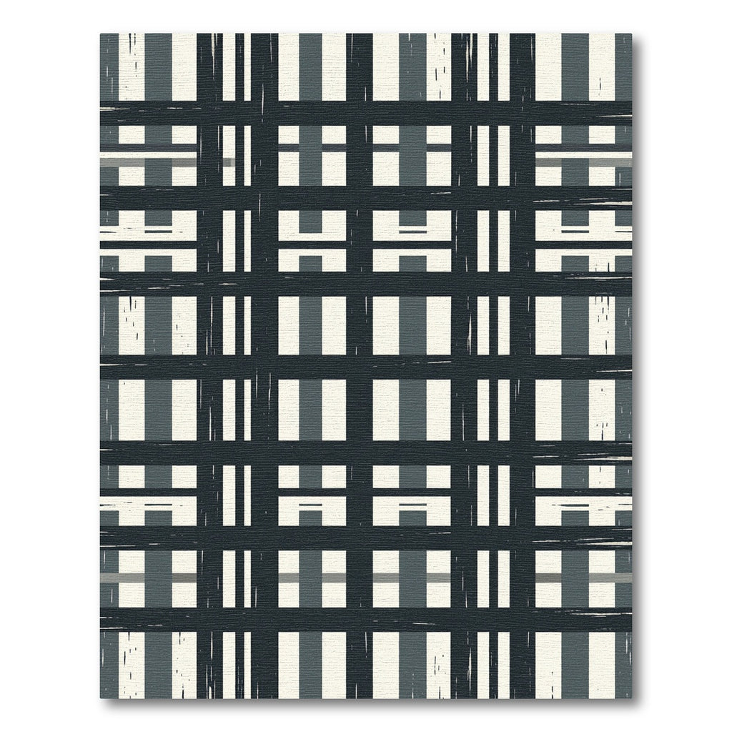 Grayscale Woven Checkered Plank Rug