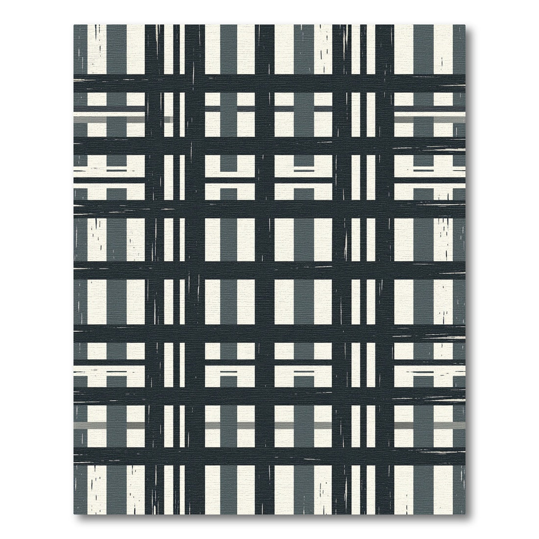 Grayscale Woven Checkered Plank Rug