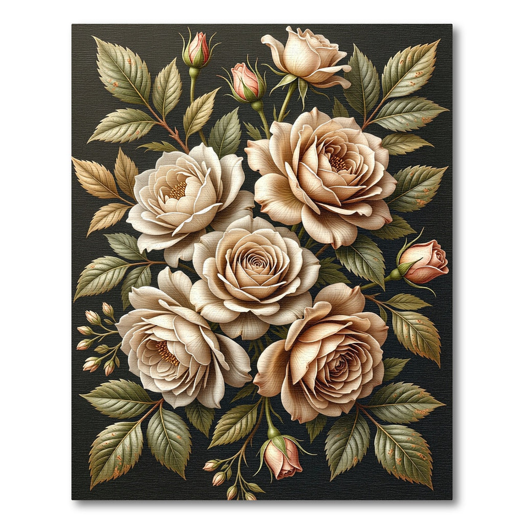 Creamy Roses With Green Foliage Rug