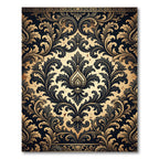Ornate Black and Gold Damask Swirls Rug