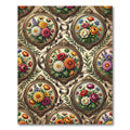 Vintage Floral Bouquet Framed Ornament Rug