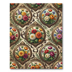 Vintage Floral Bouquet Framed Ornament Rug